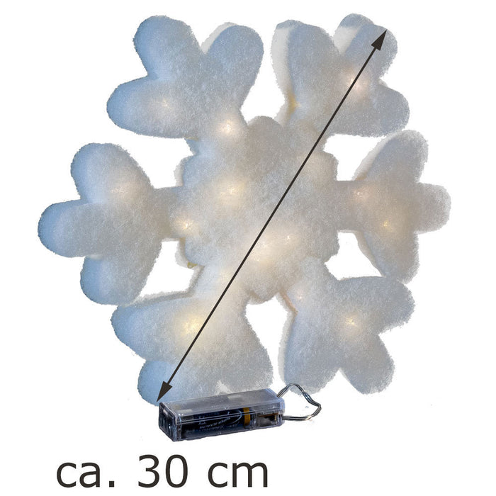 Riffelmacher LED Schneeflocke mit Minilichterkette 30 cm 68300 | Weiß
