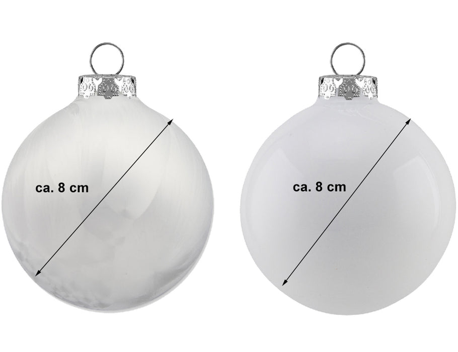 Thüringer Glasdesign Glaskugeln Eis / Emaille 806-1233-999 | 6 Stück | Ø 8 cm - Weiß