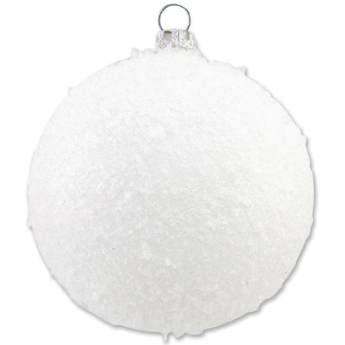 Thüringer Glasdesign Weihnachtsbaumkugeln "Schneeball" Ø 6 cm (4 Stück) - Weiß - Christbaumkugeln Ma