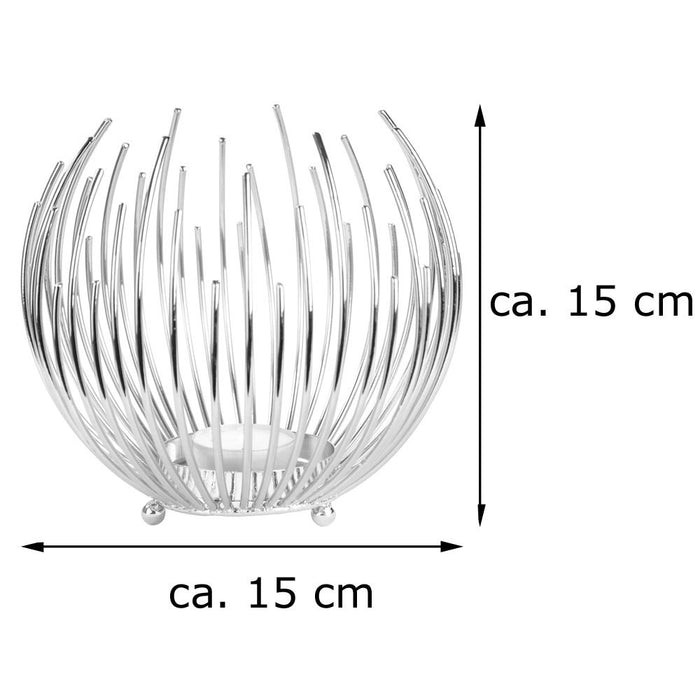 Riffelmacher Teelichthalter Strahlenkugel 15 cm  11961 | Silber