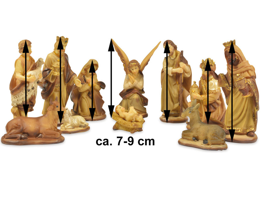 Krippenfiguren Set "Natur" 7-9 cm - 12-tlg. Traditionell | 78313 Weihnachtskrippe