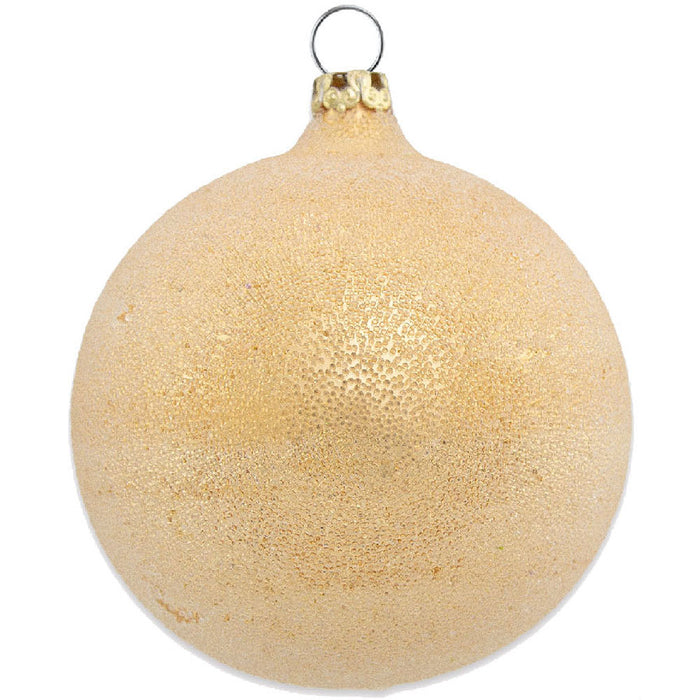 Thüringer Glasdesign Weihnachtsbaumkugel Ø 6 cm (4 Stück) - Perlentau Gold | Glas Christbaumkugeln M