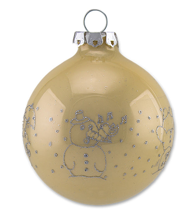 Thüringer Glasdesign Weihnachtskugel-Set 16-tlg. - Pastell mit Glitzer Dekor Lustige Schneemänner -