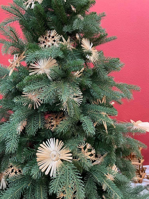 Weihnachtsbaumschmuck Strohsterne 56-tlg. Ø 3-6 cm Natur Rot | 75580 - Christbaum Anhänger