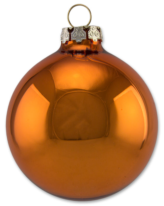 Thüringer Glasdesign Weihnachtskugel-Set 6cm 12-tlg. - Sienna mit Glitzer Wellengang - A012-0606-425