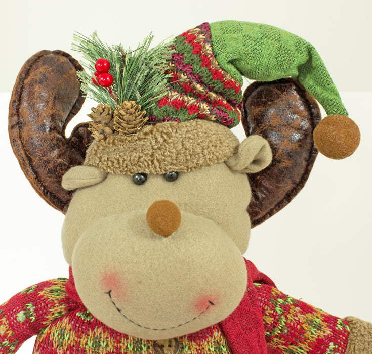 Rentier Dekofigur für Weihnachten - Stehfigur mit ausziehbaren Beinen - 80 x 34 cm