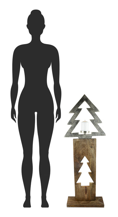 Riffelmacher XL Baumsäule mit Baum-Kerzenhalter 70733 - Natur Silber 100x37cm