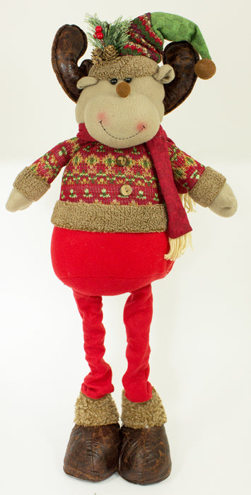Rentier Dekofigur für Weihnachten - Stehfigur mit ausziehbaren Beinen - 80 x 34 cm