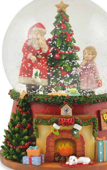 Schneekugel Spieluhr "Weihnachtsmann mit Weihnachtsbaum" 14 cm - 72284 | Adventsdeko