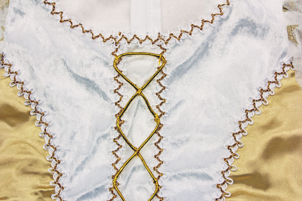 Kinder Engelskostüm "Lea" mit Sternen - Weiß Gold | Christkind Kleid Weihnachten