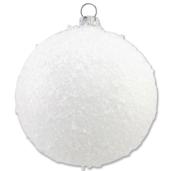 Thüringer Glasdesign Weihnachtsbaumkugeln "Schneeball" Ø 8 cm (3 Stück) - Weiß | Glaskugeln Made in
