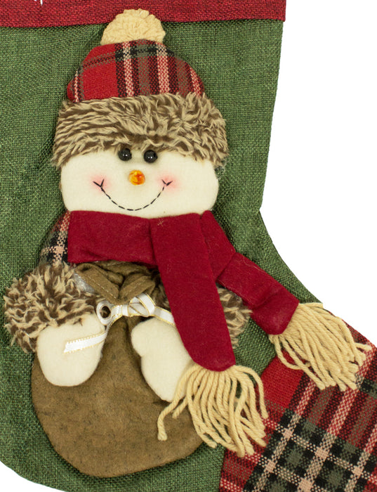 XL Nikolaus Stiefel Weihnachtsstrumpf zum Befüllen 45 cm - 3D Schneemann Snow