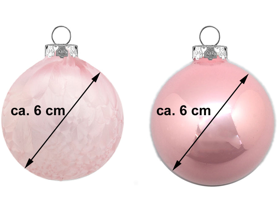 Thüringer Glasdesign Glaskugeln Eis / Opal 612-1234-999 | 12 Stück | Ø 6 cm - Rosa
