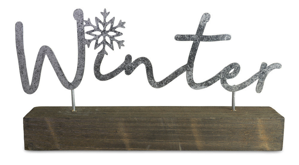Riffelmacher Schriftzug auf Holzsockel "Winter" 29 x 17 cm 18814 - Silber