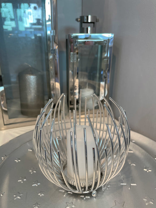 Riffelmacher Teelichthalter Strahlenkugel 15 cm  11961 | Silber