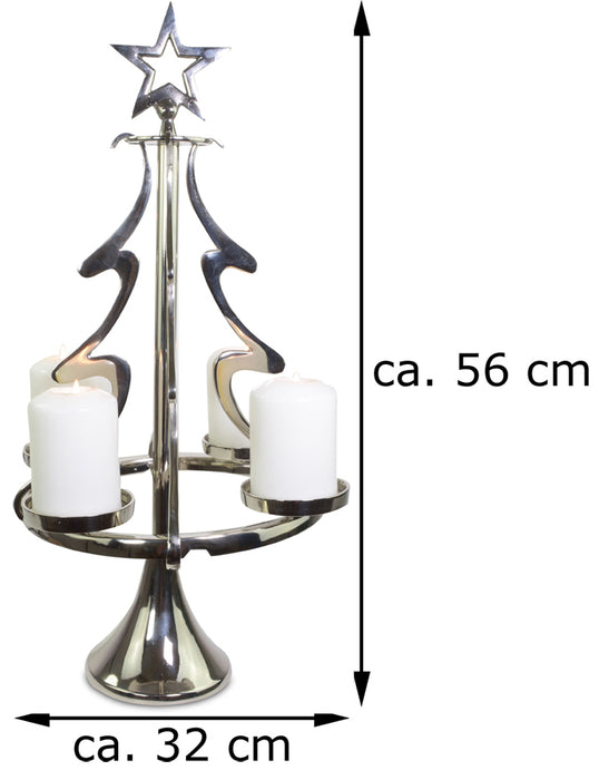 Riffelmacher Kerzenständer Weihnachtsbaum - Silber 32 x 56 cm | 24171 - Adventsdekoration