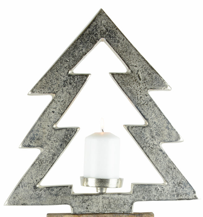 Riffelmacher XL Baumsäule mit Baum-Kerzenhalter 70733 - Natur Silber 100x37cm