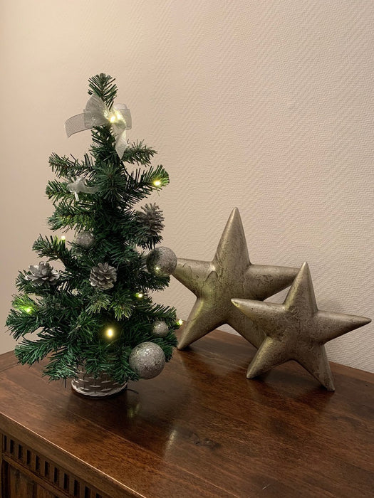 Geschmückter Weihnachtsbaum mit 20er LED Lichterkette - 50cm | 20258 - Silber