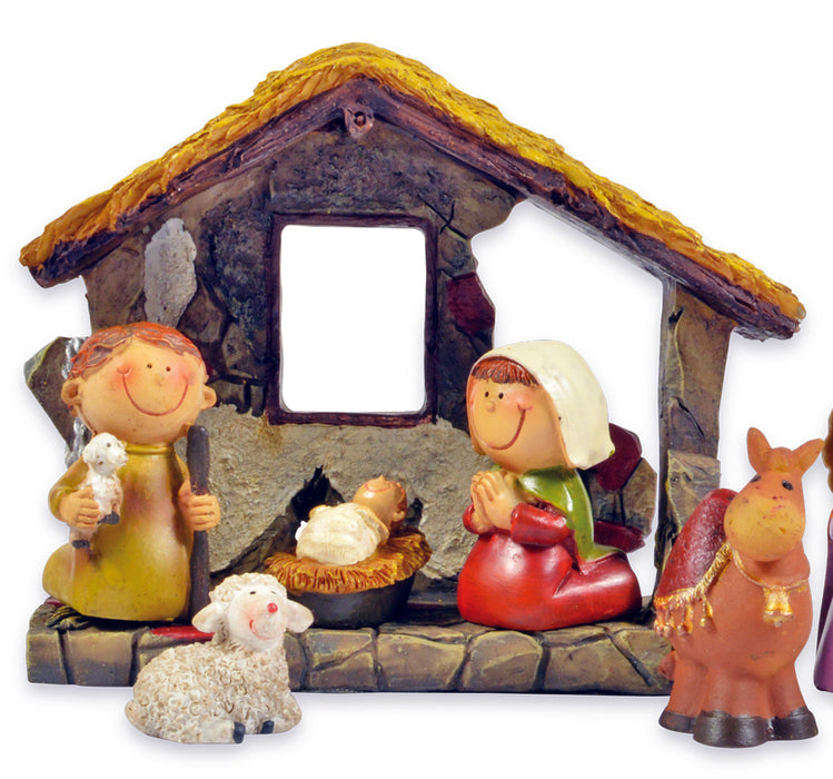 Kinder Krippenfiguren Set 12-tlg. mit Stall - 2,5-9,0 cm | 78356 - Weihnachtskrippe