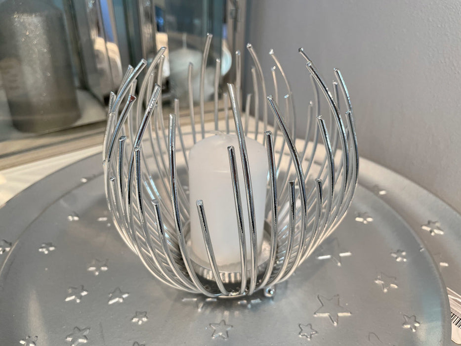 Riffelmacher Teelichthalter Strahlenkugel 15 cm  11961 | Silber