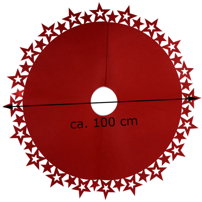 Riffelmacher Runde Christbaumdecke mit Sternenrand aus Filz 19673 | Rot Ø 100cm
