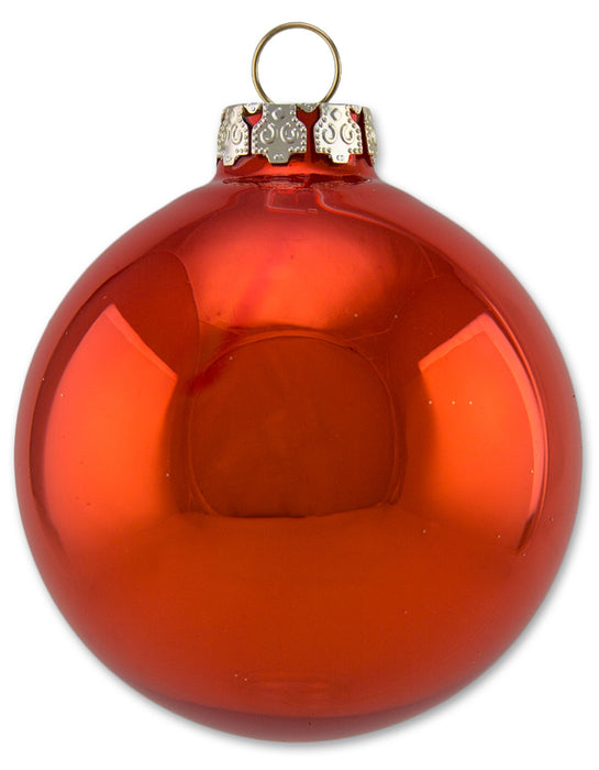 Thüringer Glasdesign Weihnachtskugel-Set 8cm 12-tlg. - Sienna mit Glitzer Dekor Wellengang - A012-08