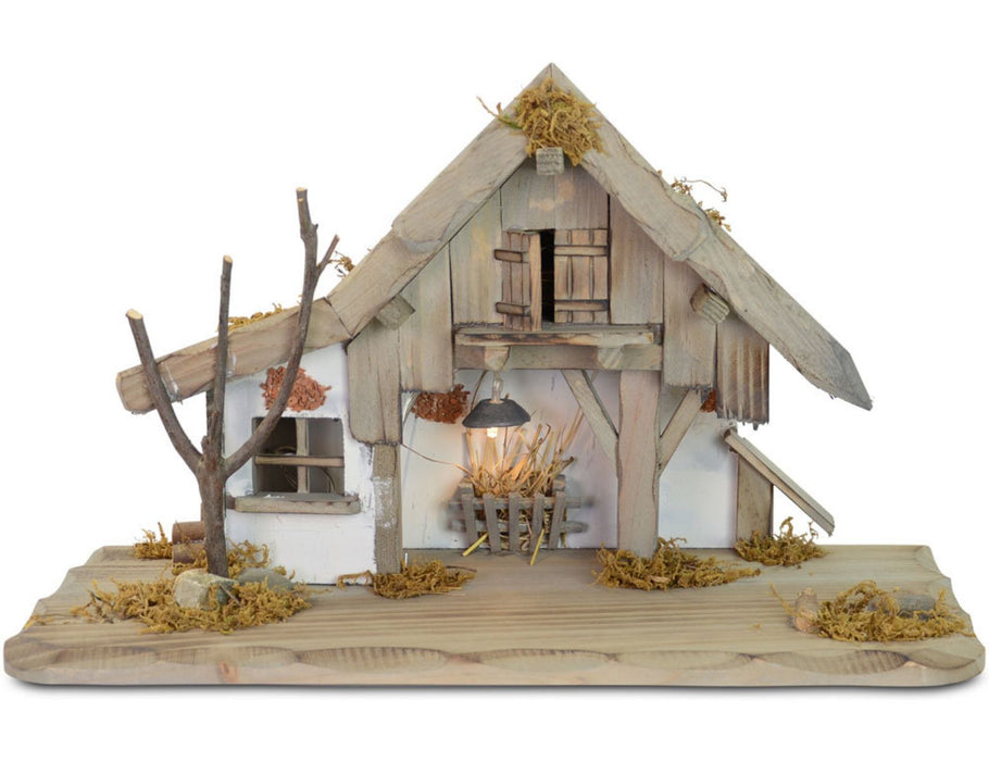 Weihnachtskrippe "Oberjettenberg" - 40x19x24cm Krippenstall Holzkrippe | 78084