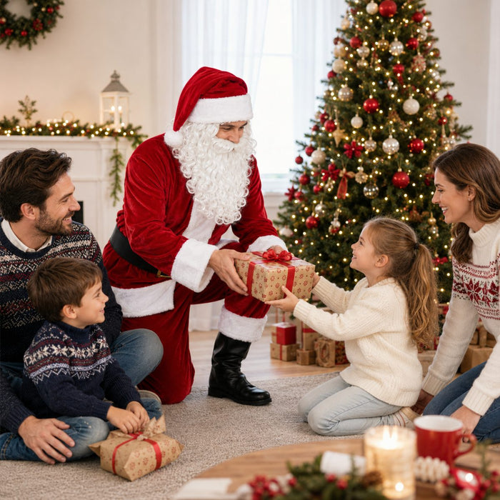 Weihnachtsmann Nikolaus Kostüm aus Samt | Rot - 4 tlg.